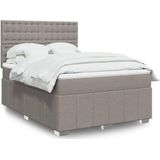 vidaXL Boxspringbett mit Matratze Taupe 160x200 cm Stoff