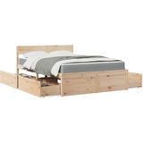 vidaXL Bett mit Schubladen und Matratze 120x200 cm Massivholz Kiefer