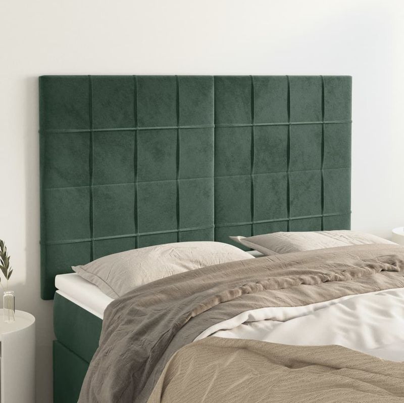 vidaXL Kopfteile 4 Stk. Dunkelgrün 72x5x78/88 cm Samt