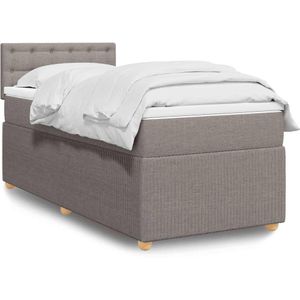 vidaXL Boxspringbett mit Matratze Taupe 100x200 cm Stoff