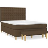 vidaXL Boxspringbett mit Matratze Dunkelbraun 140x190 cm Stoff
