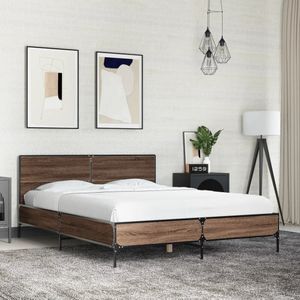 vidaXL Bettgestell Braun Eichen-Optik 140x200 cm Holzwerkstoff Metall