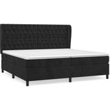 vidaXL Boxspringbett mit Matratze Schwarz 200x200 cm Samt