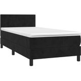 vidaXL Boxspringbett mit Matratze Schwarz 90x190 cm Samt