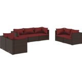 vidaXL 7-tlg. Garten-Lounge-Set mit Kissen Poly Rattan Braun