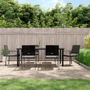 vidaXL 7-tlg. Garten-Essgruppe mit Kissen Poly Rattan und Stahl