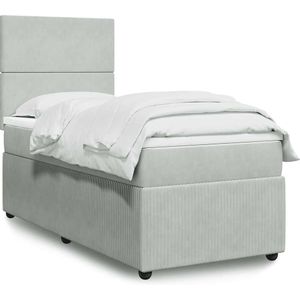 vidaXL Boxspringbett mit Matratze Hellgrau 90x200 cm Samt