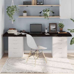 vidaXL Tischplatte Dunkelbraun 200x60x(2-6)cm Massivholz Eiche