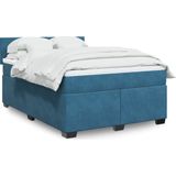 vidaXL Boxspringbett mit Matratze Dunkelblau 140x190 cm Samt