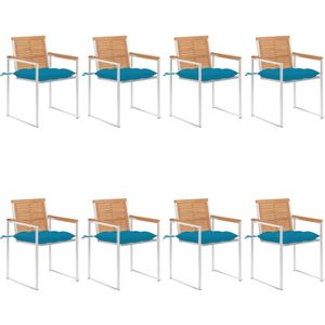 vidaXL Gartenstühle 8 Stk. mit Kissen Massivholz Teak