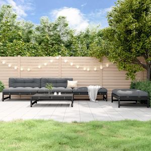 vidaXL 5-tlg. Garten-Lounge-Set Schwarz Massivholz Kiefer