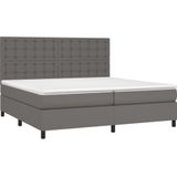 vidaXL Boxspringbett mit Matratze Grau 200x200 cm Kunstleder