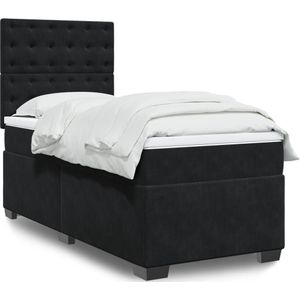 vidaXL Boxspringbett mit Matratze Schwarz 90x190 cm Samt