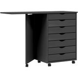 vidaXL Rollschrank mit Schreibtisch MOSS Grau Massivholz Kiefer