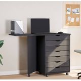 vidaXL Rollschrank mit Schreibtisch MOSS Grau Massivholz Kiefer