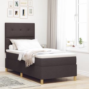 vidaXL LED Boxspringbett mit Matratze Dunkelbraun 100x200 cm Stoff