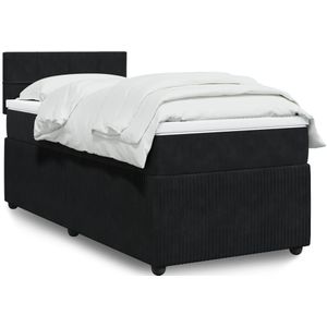 vidaXL Boxspringbett mit Matratze Schwarz 90x200 cm Samt
