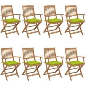 vidaXL Klappbare Gartenstühle 8 Stk. mit Kissen Massivholz Akazie