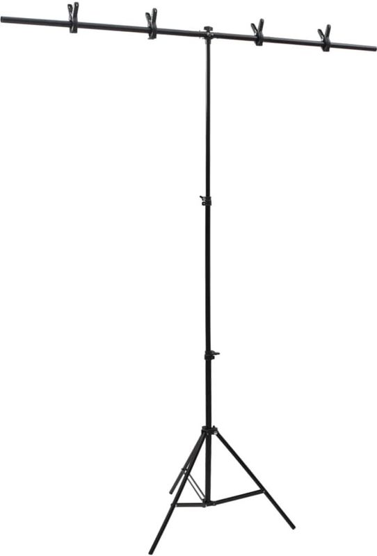 vidaXL Hintergrundständer T-Form Schwarz 151x60x(70-200) cm