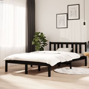 vidaXL Massivholzbett Schwarz 120x200 cm