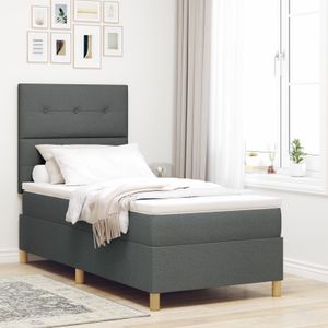 vidaXL Boxspringbett mit Matratze Dunkelgrau Stoff