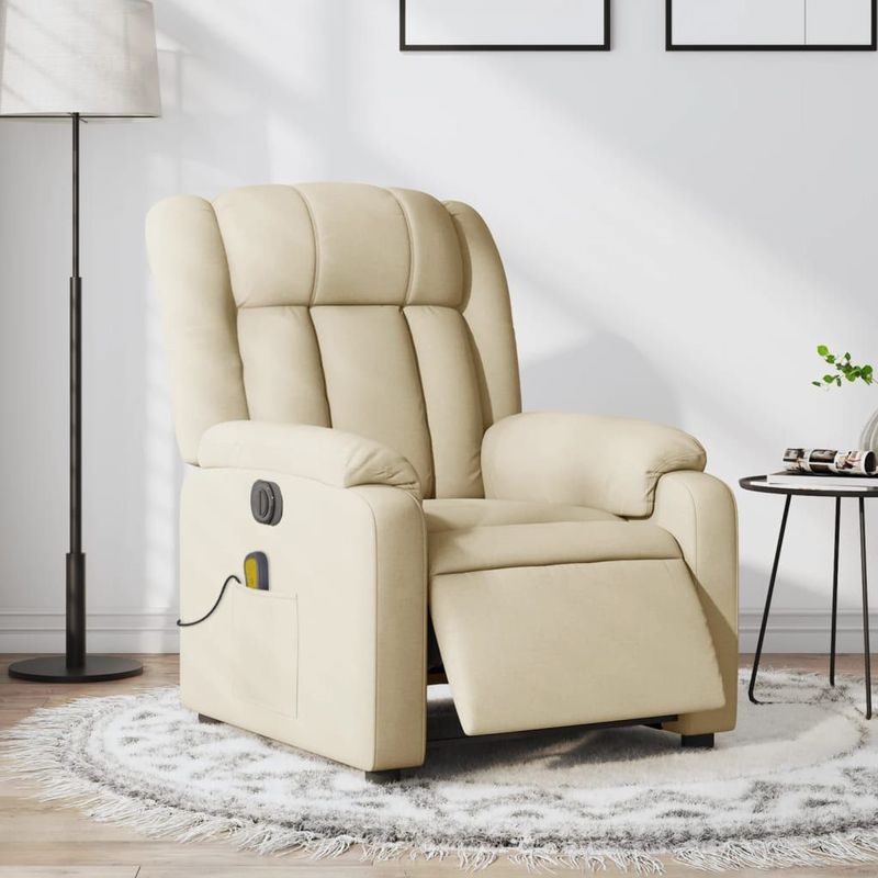 vidaXL Massagesessel Elektrisch Creme Stoff