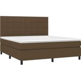 vidaXL Boxspringbett mit Matratze & LED Dunkelbraun 180x200 cm Stoff