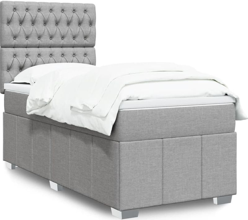 vidaXL Boxspringbett mit Matratze Hellgrau 80x200 cm Stoff