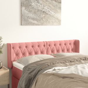 vidaXL Kopfteil mit Ohren Rosa 163x16x78/88 cm Samt