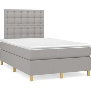 vidaXL Boxspringbett mit Matratze & LED Hellgrau 120x190 cm Stoff