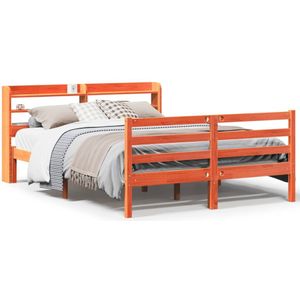 vidaXL Massivholzbett ohne Matratze Wachsbraun 135x190 cm Kiefernholz