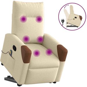 vidaXL Massagesessel mit Aufstehhilfe Creme Stoff