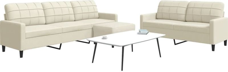 vidaXL 3-tlg. Sofagarnitur mit Kissen Creme Samt