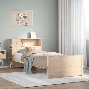 vidaXL Massivholzbett mit Regal ohne Matratze 100x200 cm Kiefer