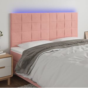 vidaXL LED Kopfteil Rosa 180x5x118/128 cm Samt