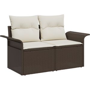 vidaXL 10-teiliges Garten Sofa Set mit Kissen Braun Poly Rattan,  2-Sitzer Garten Sofa mit Stauraum & Kissen Braun Poly Rattan