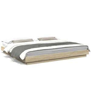 vidaXL Bettgestell mit LED Sonoma-Eiche 180x200cm Holzwerkstoff