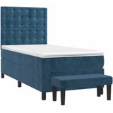 vidaXL Boxspringbett mit Matratze Dunkelblau 100x200 cm Samt