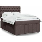 vidaXL Boxspringbett mit Matratze Dunkelbraun 140x190 cm Stoff