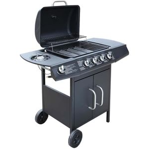 vidaXL Gasgrill 4+1 Brenner Schwarz