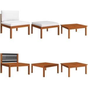 vidaXL 3-tlg. Garten-Lounge-Set mit Auflagen Akazie Massivholz