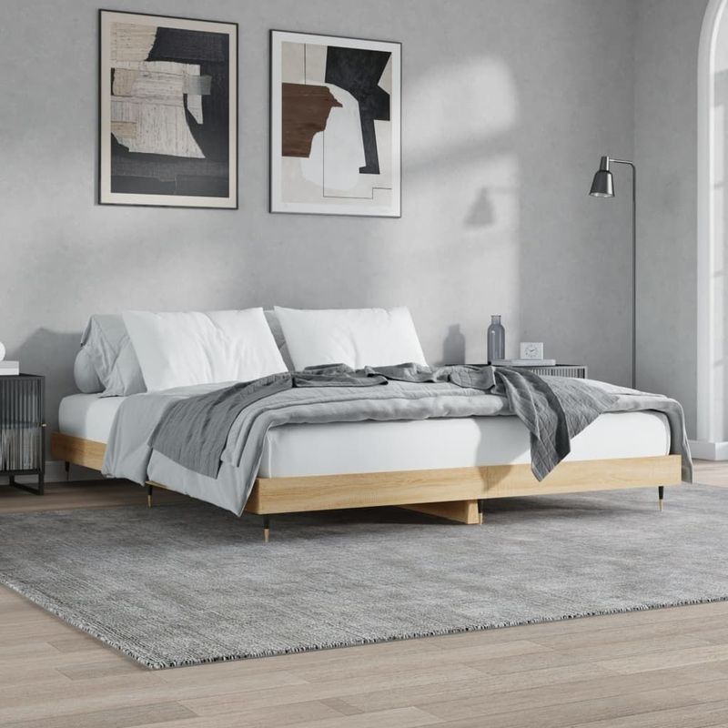 vidaXL Bettgestell ohne Matratze Sonoma-Eiche 180x200 cm Holzwerkstoff
