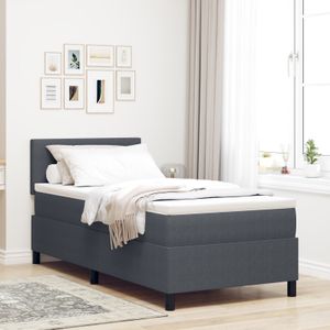 vidaXL LED Boxspringbett mit Matratze Dunkelgrau Cordstoff