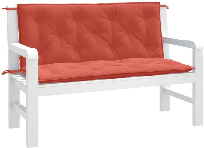 vidaXL Gartenbank-Auflagen 2 Stk. Melange Rot 120x50x7 cm Stoff