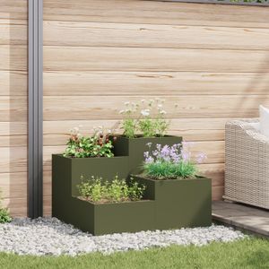 vidaXL Gartenpflanzer 100x100x60 cm Olivgrünes Stahl