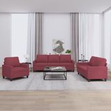 vidaXL 3-tlg. Sofagarnitur mit Kissen Weinrot Stoff