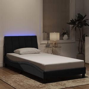 vidaXL Bettgestell mit LED-Leuchten Schwarz 100x200 cm Samt