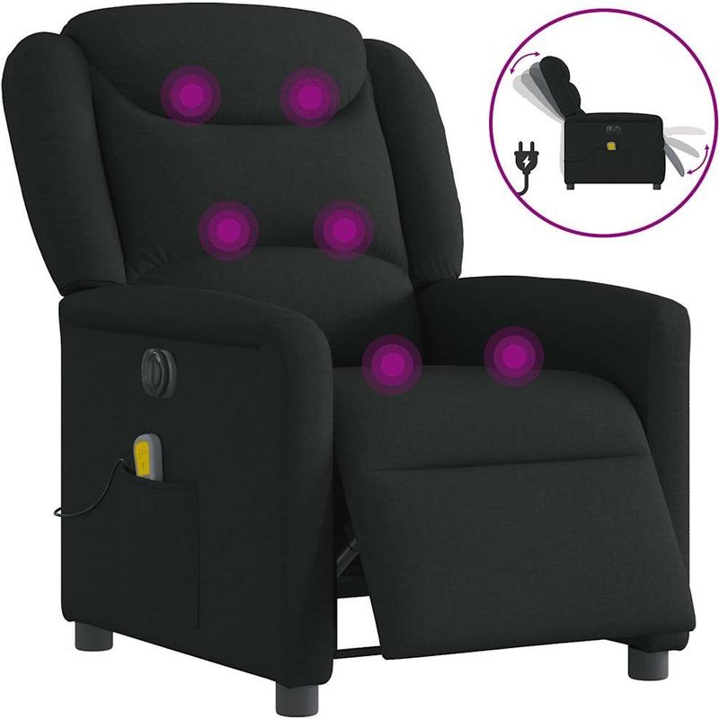 vidaXL Massagesessel Elektrisch Schwarz Stoff
