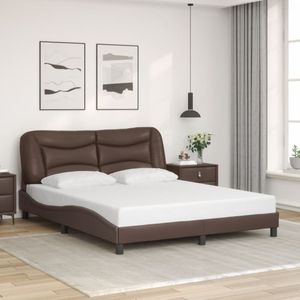 vidaXL Bettgestell mit Kopfteil Braun 160x200 cm Kunstleder