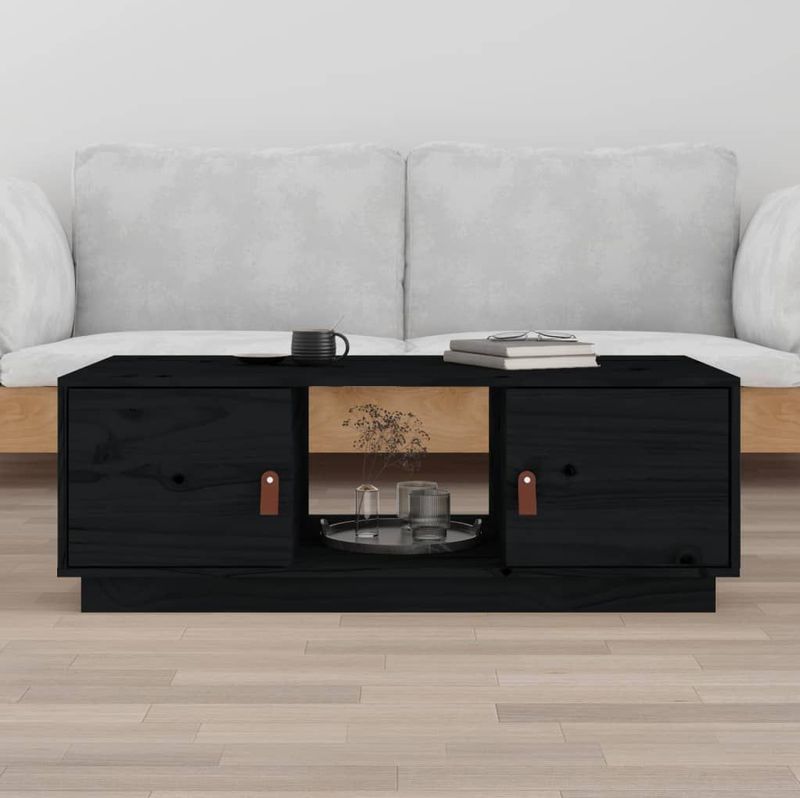 vidaXL Couchtisch Schwarz 100x50x35 cm Massivholz Kiefer